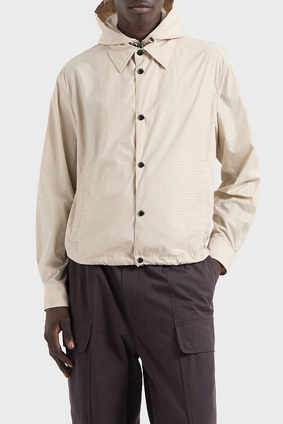 Emporio Armani Jacquard Logo Printed Regular Fit Removable Hooded Coat Men's Coat Em001003 Af1