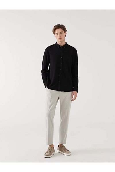 Store New Season Slim Fit Long Sleeve Men's Textured Shirt - S53554Z8