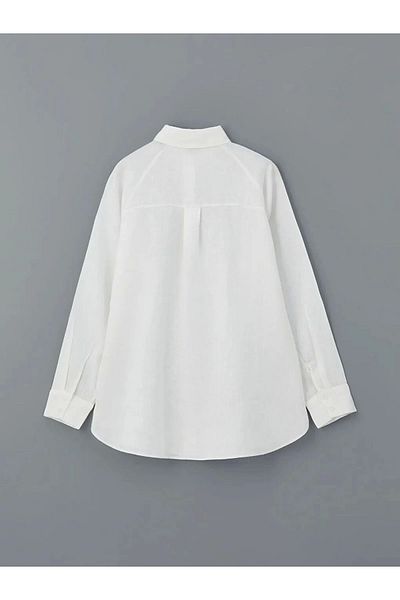 LC Waikiki Lc W Modest White Oversize Linen Women's Shirt