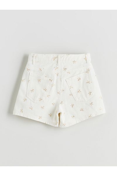 LC Waikiki Bow Printed Girl's Jean Shorts