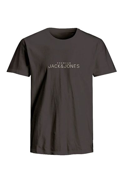 Jack & Jones J&J T-Shirt Men's Chest Logo Printed T-Shirt Black