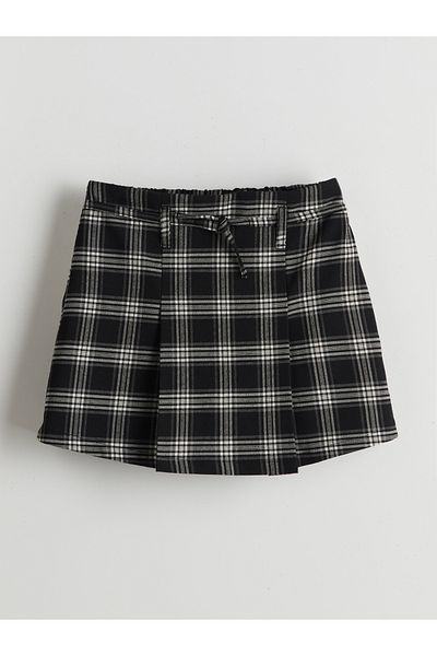 LC Waikiki Elastic Waist Plaid Girl's Shorts Skirt
