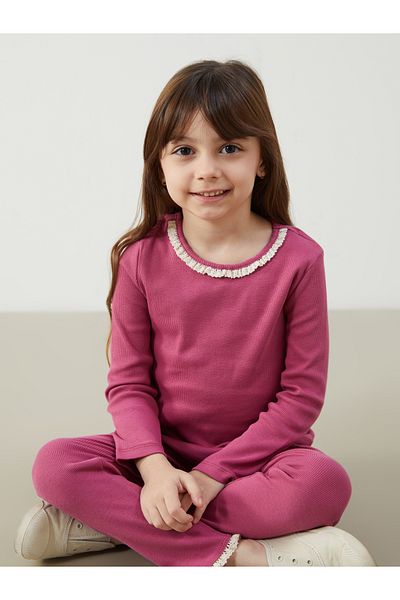 LC Waikiki Crew Neck Basic Girls' Blouse and Leggings 2-Piece