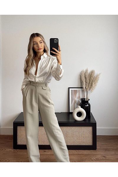 Sachistanbul Buttoned Oversize Satin Shirt White