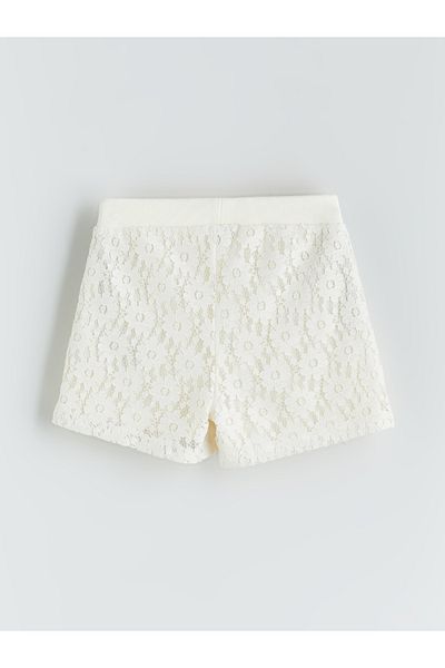 LC Waikiki Girl's Shorts with Elastic Waist and Lace Detail