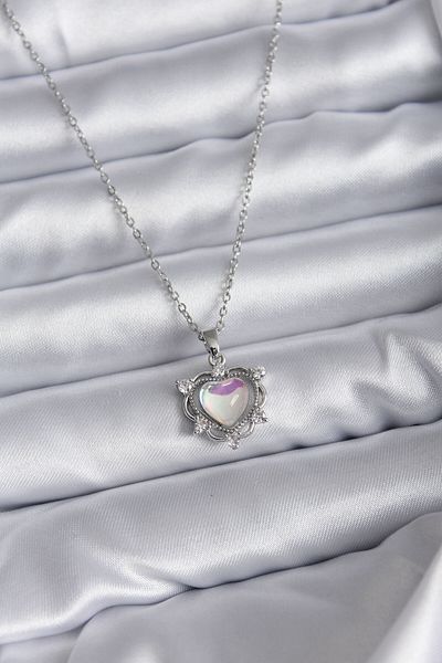 Clariss 316L Steel Chain Silver Color Heart Model Women's Necklace