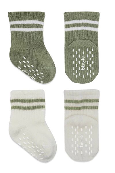 Haye Collection Circle Non-Slip Socks 2 Pack Nil Ecru