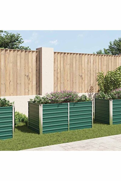 vidaxl سرير حديقة مرتفع 160x80x77 سم من الفولاذ المجلفن باللون الأخضر