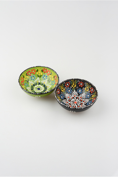 ADEN LİNA ART WORKSHOP 2Adet El Yapımı Açık Yeşil-Siyah Lale Motifli Orta Boy...