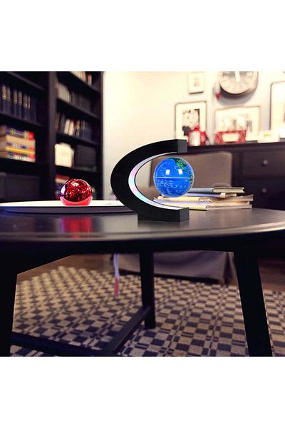 Wolawood Special Production Ellipse Magnetic Hanging in the Air Rotating World Globe Map Illuminated Premium Gift