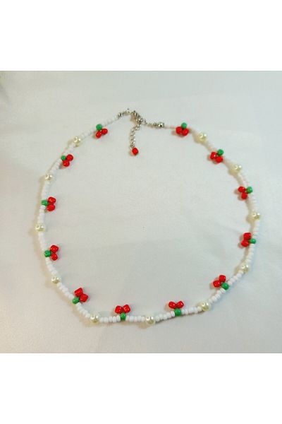 Crystal Atelier Handmade Trend Cherry Necklace-Jablonex Sand Beads Cherry Necklace-Cherry Pattern 90S Necklace-Cherry Necklace