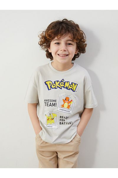 LC Waikiki Tricou pentru băieți cu imprimeu Pokemon cu gât crew