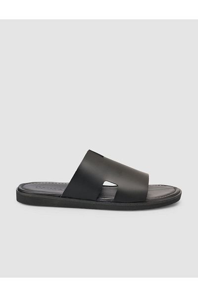 Cabani 100% Genuine Leather Black Men's Slippers