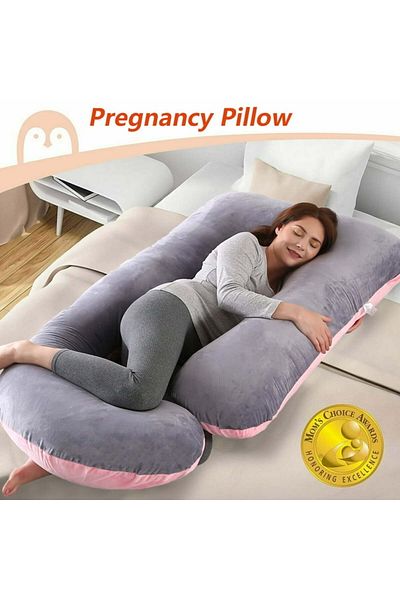 fulina G Shaped Pregnancy Pillow,with Zipper Removable Crystal Cover, 150*110*70cm, for Pregnant Women