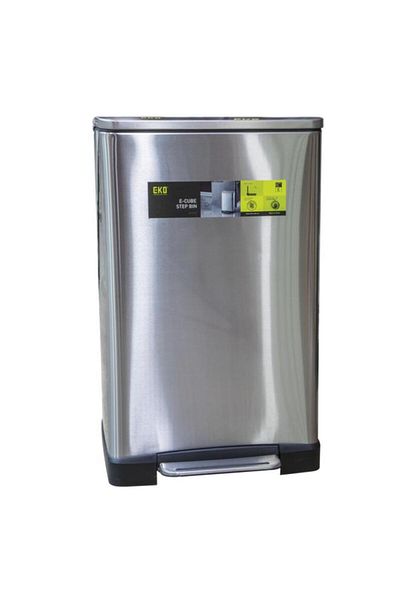 Generic EKO E-Cube Fingerprint Resistant Stainless Steel Step Bin with Odor Control Silver 40 Liter