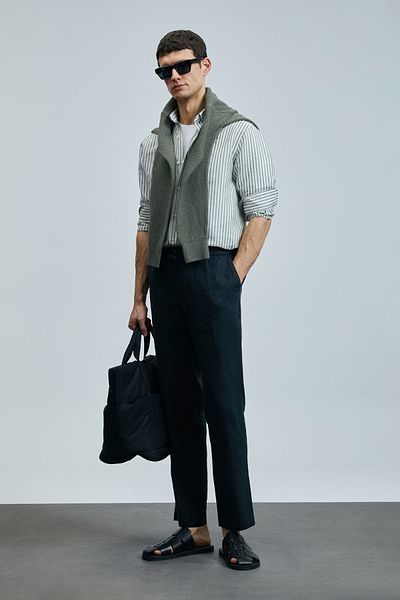 Lufian Karl Smart Men's Chino Trousers Slim Fit Black