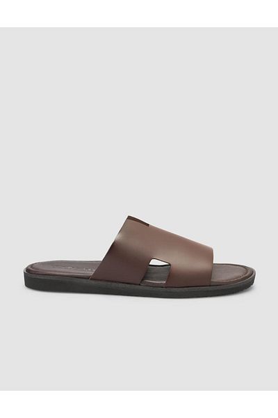 Cabani 100% Genuine Leather Brown Men's Slippers