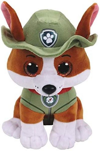 Toy Box Treasures Paw Patrol Selection Plush Figures with Glittering Eyes | 19 cm, Figure: Tracker