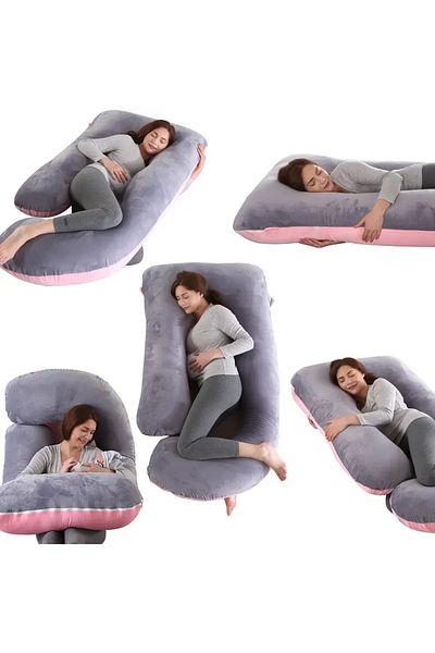 fulina G Shaped Pregnancy Pillow,with Zipper Removable Crystal Cover, 150*110*70cm, for Pregnant Women