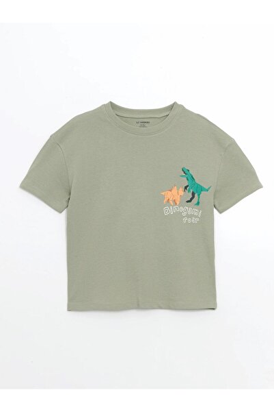 LC Waikiki Πράσινο μπλουζάκι με στάμπα για αγοράκι με λαιμόκοψη πικέ