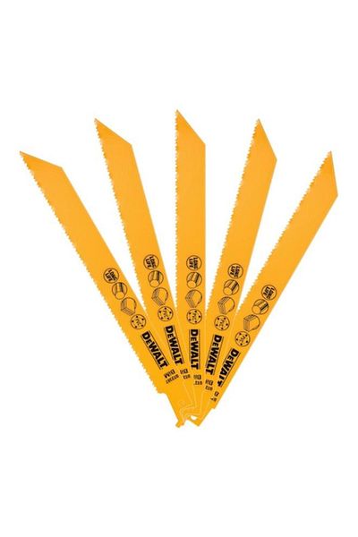 Generic DEWALT 5-Piece Bi-Metal Reciprocating General Purpose Blade Yellow and Black 203mm DT2387-QZ
