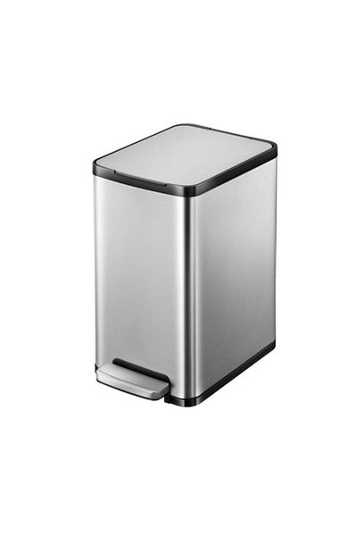 Generic EKO Edison Slim Stainless Steel Step Bin with Soft Close Lid Silver and Black 10 Liter EK8248MMT-10L