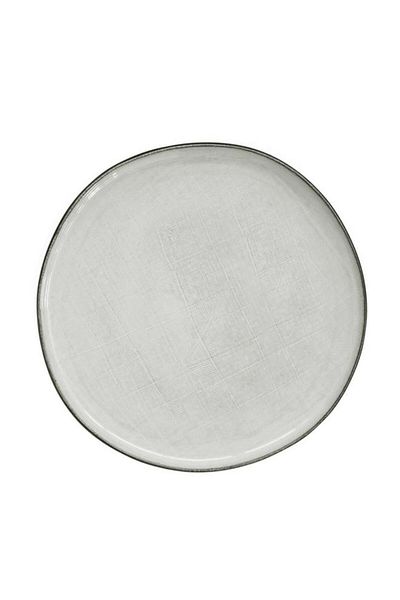 Generic طبق جانبي دائري من الفخار سهل الاستخدام، رمادي ريفي، 20.5 سم، R2392#COGR