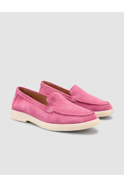 Mona Mae 100% Genuine Leather Pink Suede Women's Loafer