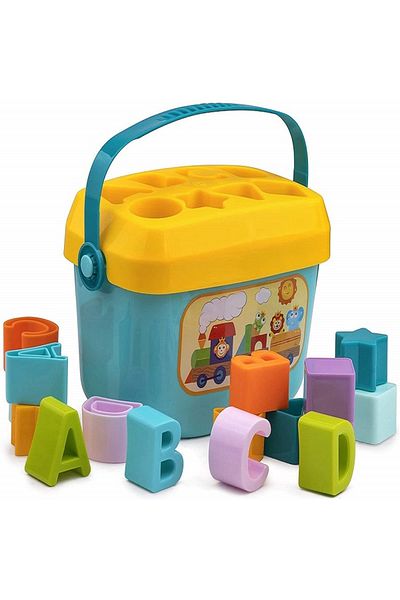 rexa Baby's First Blocks Shape Sorter Toy ABC and Shape Pieces Sorting with Storage box