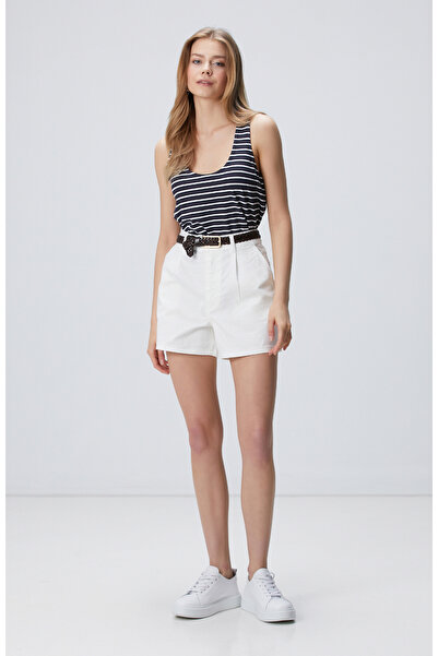 Network Lacivert Çizgili Örme Atlet