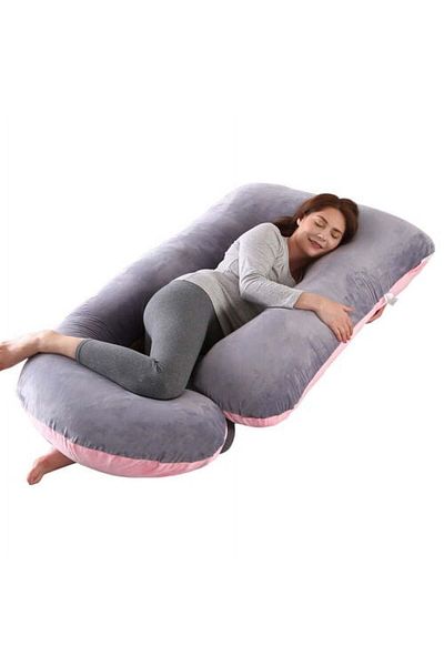 fulina G Shaped Pregnancy Pillow,with Zipper Removable Crystal Cover, 150*110*70cm, for Pregnant Women
