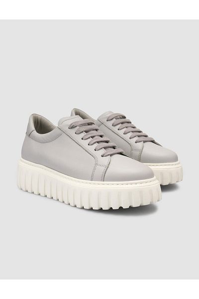 Mona Mae 100% Genuine Leather Gray Women's Sports Shoes