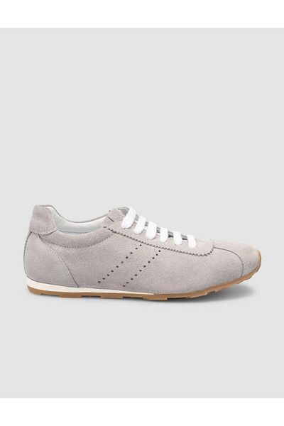 Mona Mae 100% Genuine Leather Gray Suede Women's Sports Shoes