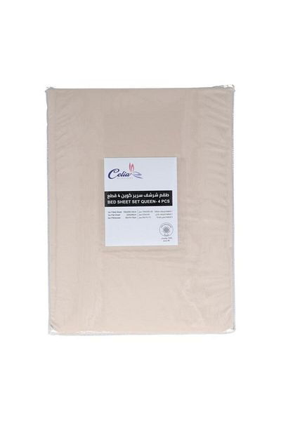 Generic Celia 4-Piece Elegant Design Queen Bed Sheet Set Wheat NH2216