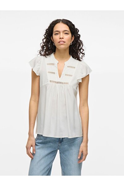 VILA Oberteil mit angeschnittenen Ärmeln VIVISIA V-Ausschnitt