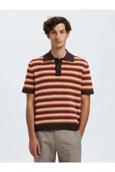 Selected Homme Polohemd aus Strick Kurzärmeliges