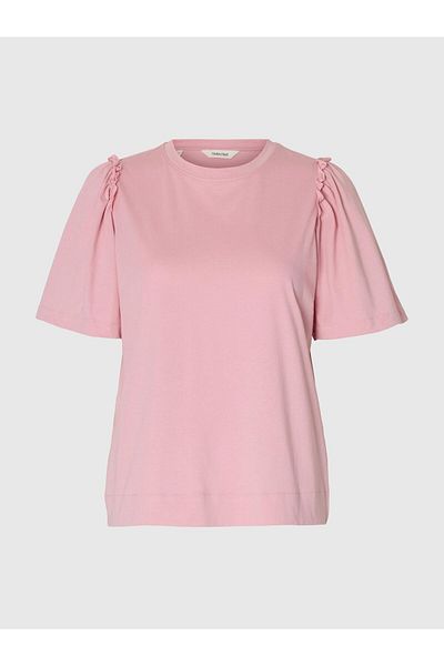 Selected Femme T-Shirt Gerüschtes Baumwoll