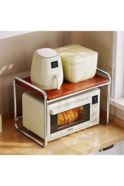 Viyogo Galvanized carbon steel microwave rack with MDF shelf, 50.5 cm x 36 cm x 48.5 cm