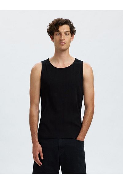 Selected Homme Tanktop Geripptes Baumwoll