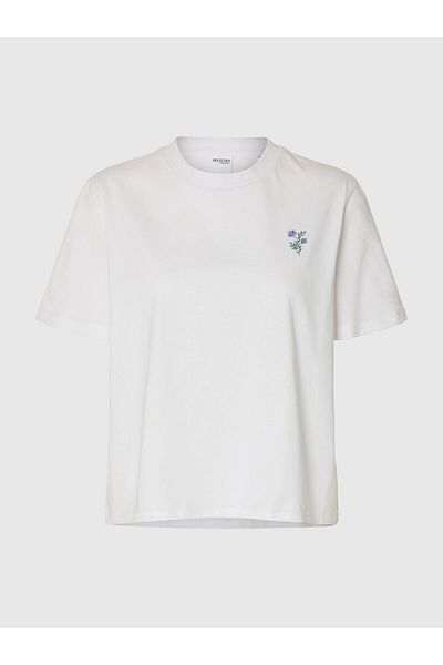 Selected Femme T-Shirt mit Rundhalsausschnitt Besticktes