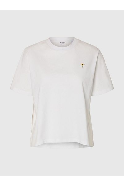 Selected Femme T-Shirt mit Rundhalsausschnitt Besticktes
