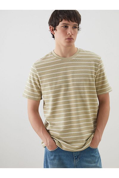 LC Waikiki XSIDE Πράσινο Ανδρικό T-Shirt με ριγέ λαιμόκοψη S5QK70Z8NVY25