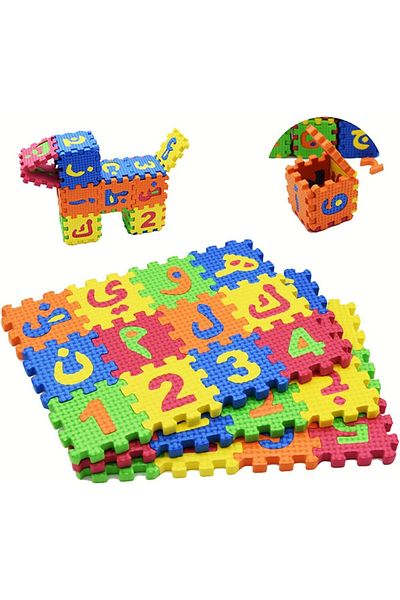 rexa Arabic Alphabet Puzzle Mats Kids Foam Play Mat Interlocking Alphabet and Numbers Floor