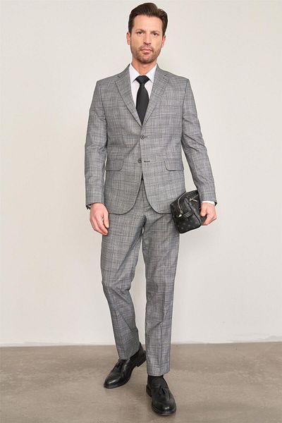 Mentality 9120 Men's Mono Collar Slim Fit Suit Anthracite