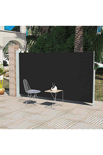 vidaxl مظلة جانبية للفناء والتراس 160 × 300 سم باللون الأسود