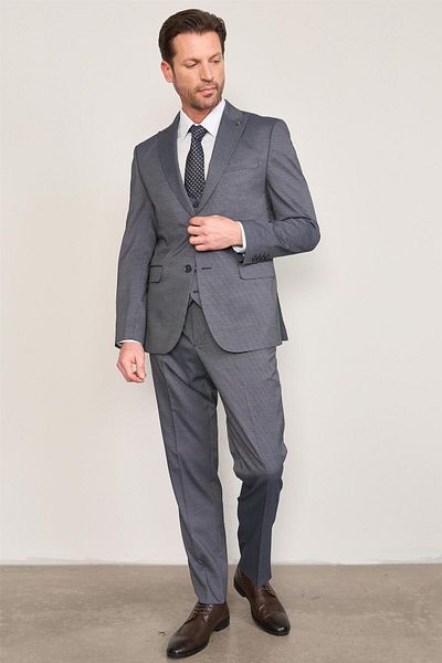 ATLIHAN Kagi Navy Blue Men's Cotton Polyester Sparta Vest Suit