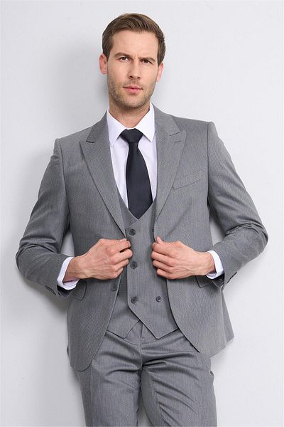 DURAK Risser Bolu Vest Gray Polyviscon Men's Suit