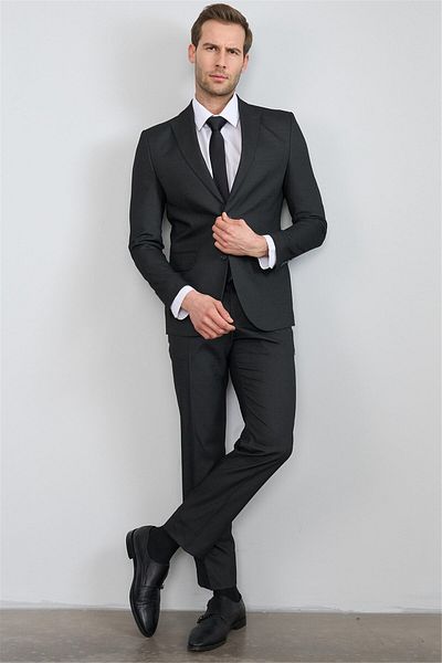 Mentality 9109 Men's Slim Fit Suit Black