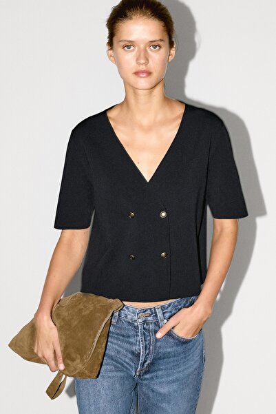 Massimo Dutti Kısa kollu V yaka hırka