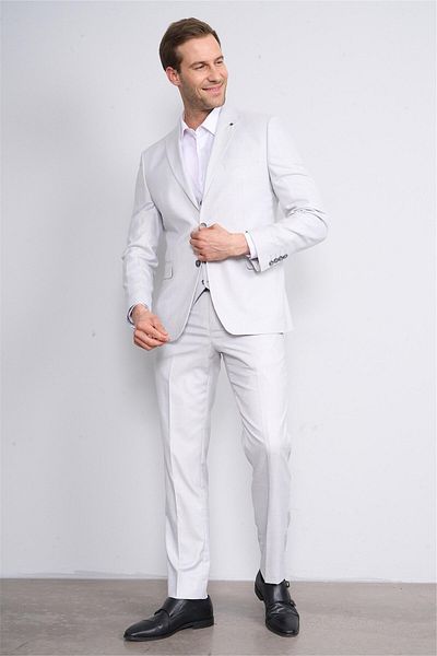 ATLIHAN Kagi Gray Men's Cotton Polyester Mallorca Vest Suit